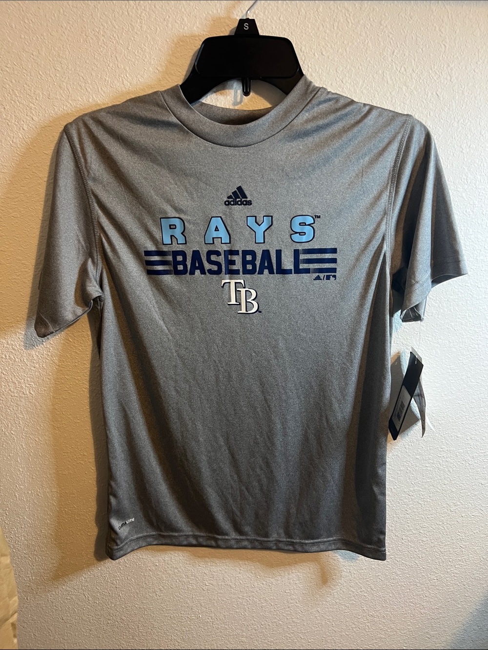adidas Gray and Light Tampabay Rays Baseball Short-Sleeve Tee